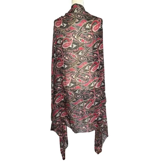 Boho Paisley Scarf Tassels Black Red Oversize Wrap Beach Cover Up Hip Scarf OS - Picture 5 of 5